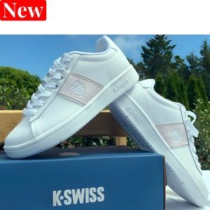 🆕 K-Swiss COURT VITTORA White w/ gray snake skin print